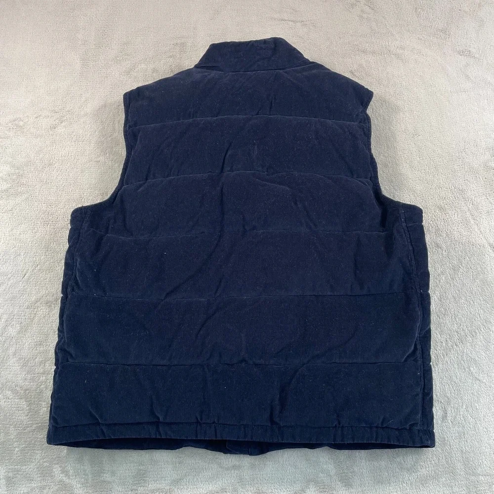 Banana Republic Puffer Vest Men XL Navy Corduroy Full‎ Zip Outdoors GorpCore
